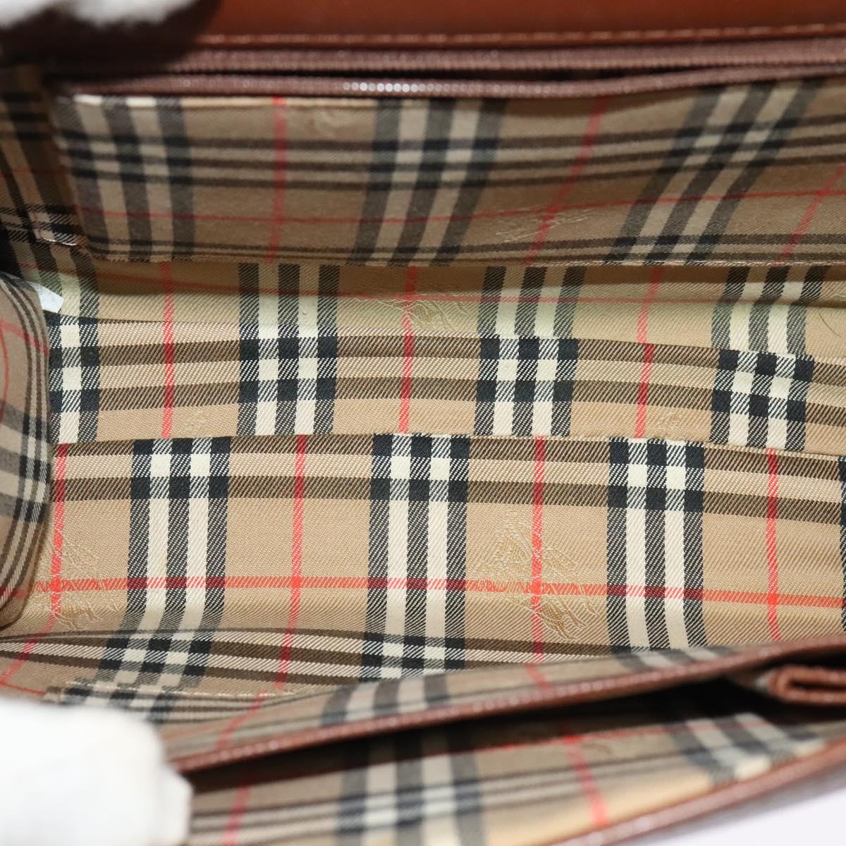 Burberrys Hand Bag Leather 2way Brown Auth BA1155