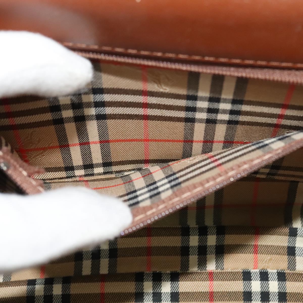 Burberrys Hand Bag Leather 2way Brown Auth BA1155