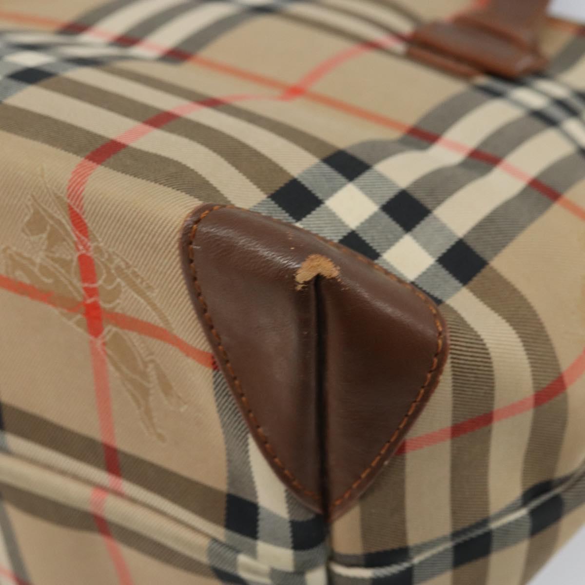 Burberrys Nova Check Hand Bag Canvas Brown Gold Auth BA11552