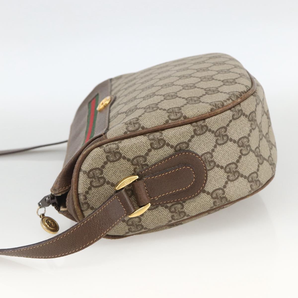 GUCCI GG Supreme Web Sherry Line Bag PVC Beige Gold 001 115 0918 Auth BA11553