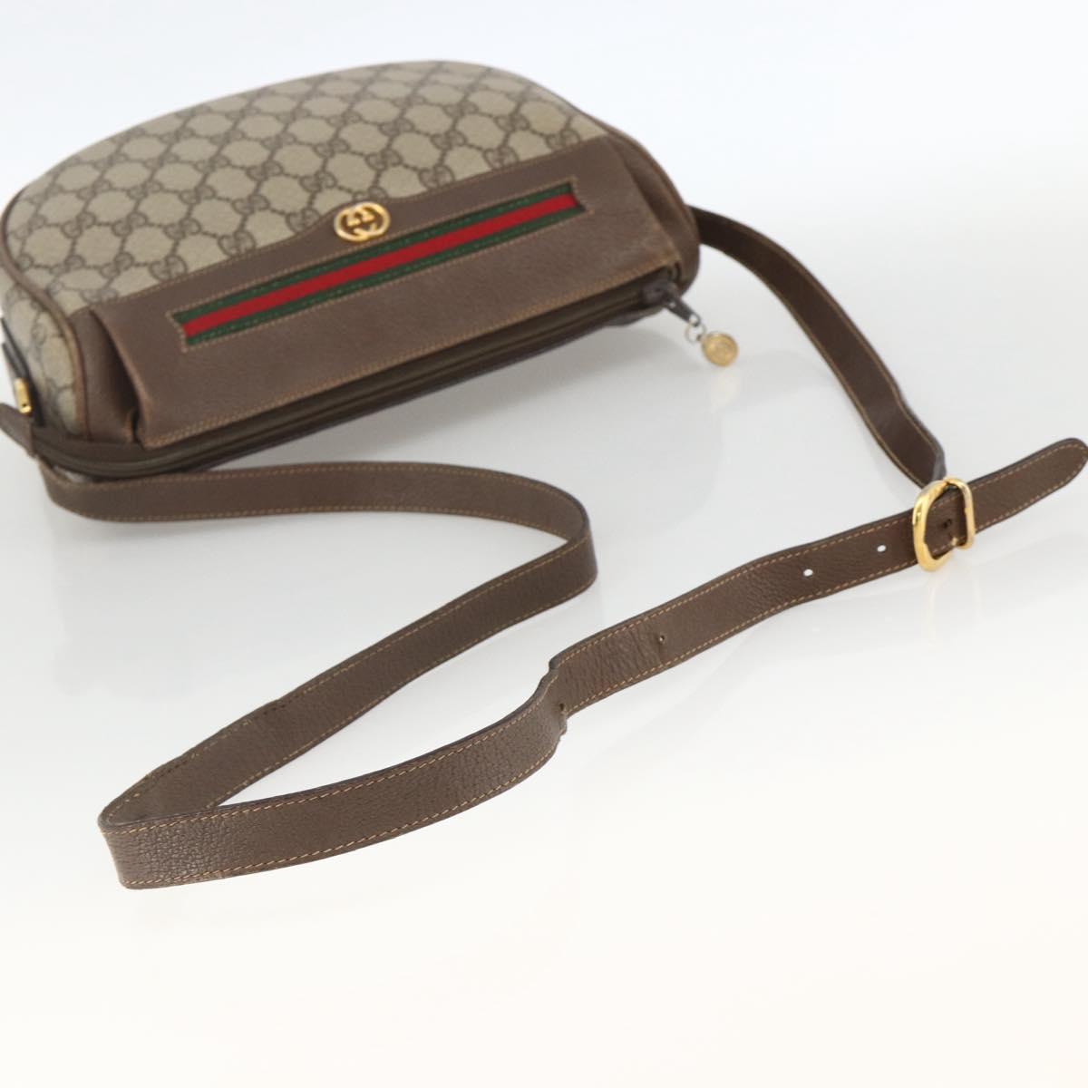 GUCCI GG Supreme Web Sherry Line Bag PVC Beige Gold 001 115 0918 Auth BA11553