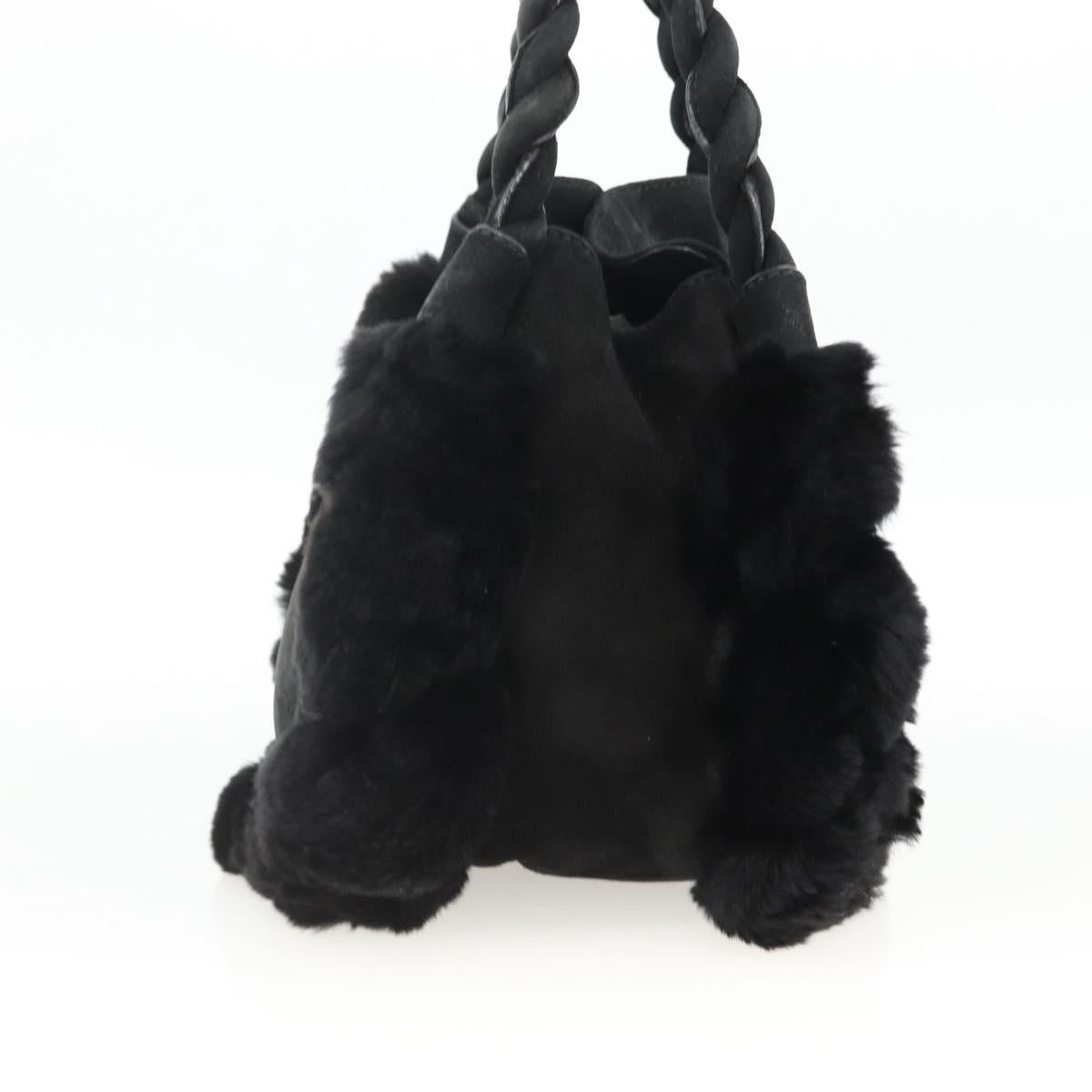 Salvatore Ferragamo Hand Bag Suede Black Silver Auth BA11561