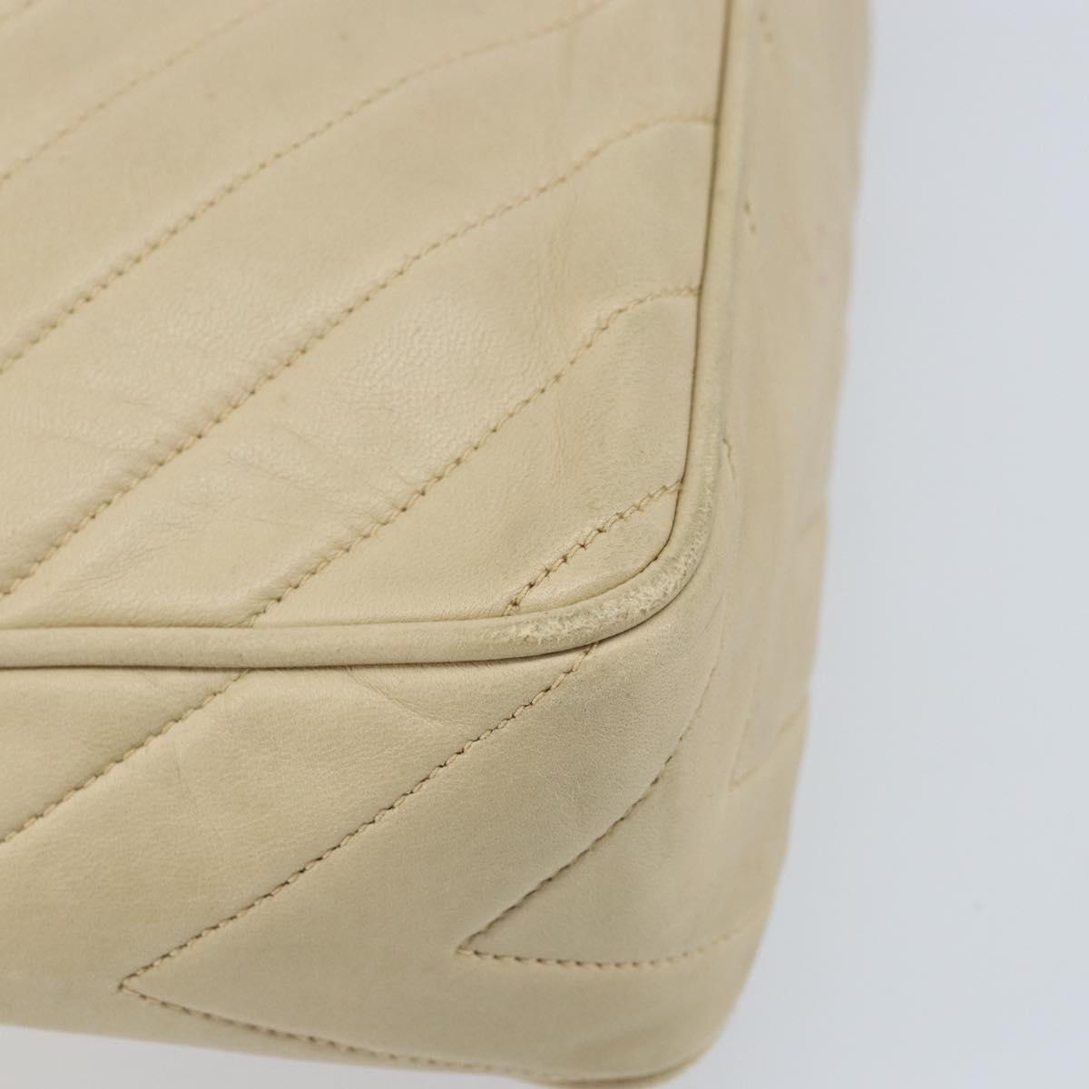 CHANEL Shoulder Bag Lamb Skin Beige Gold CC Auth BA11562A