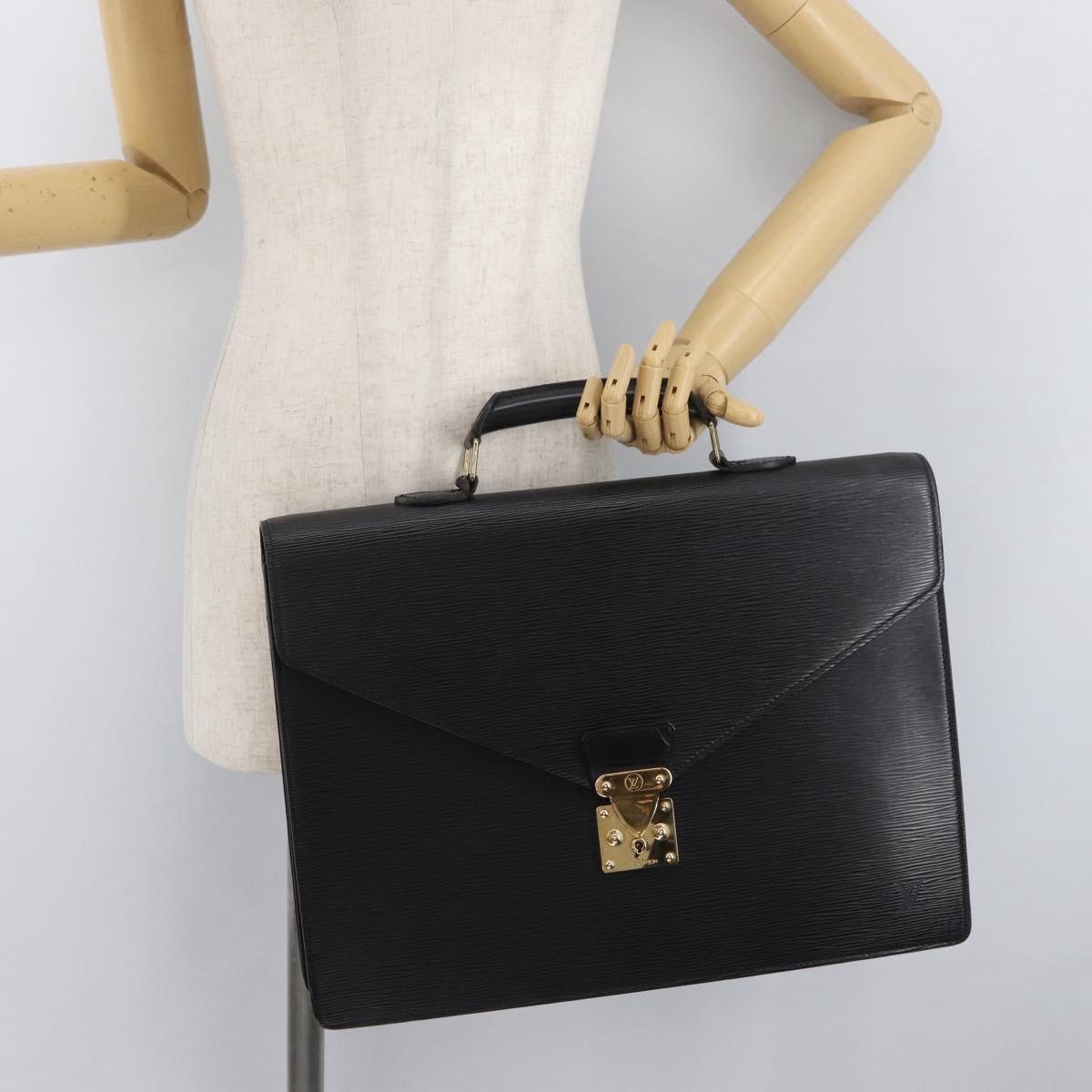 LOUIS VUITTON Epi Serviette Conseiller Business Bag Black M54422 LV Auth BA11563