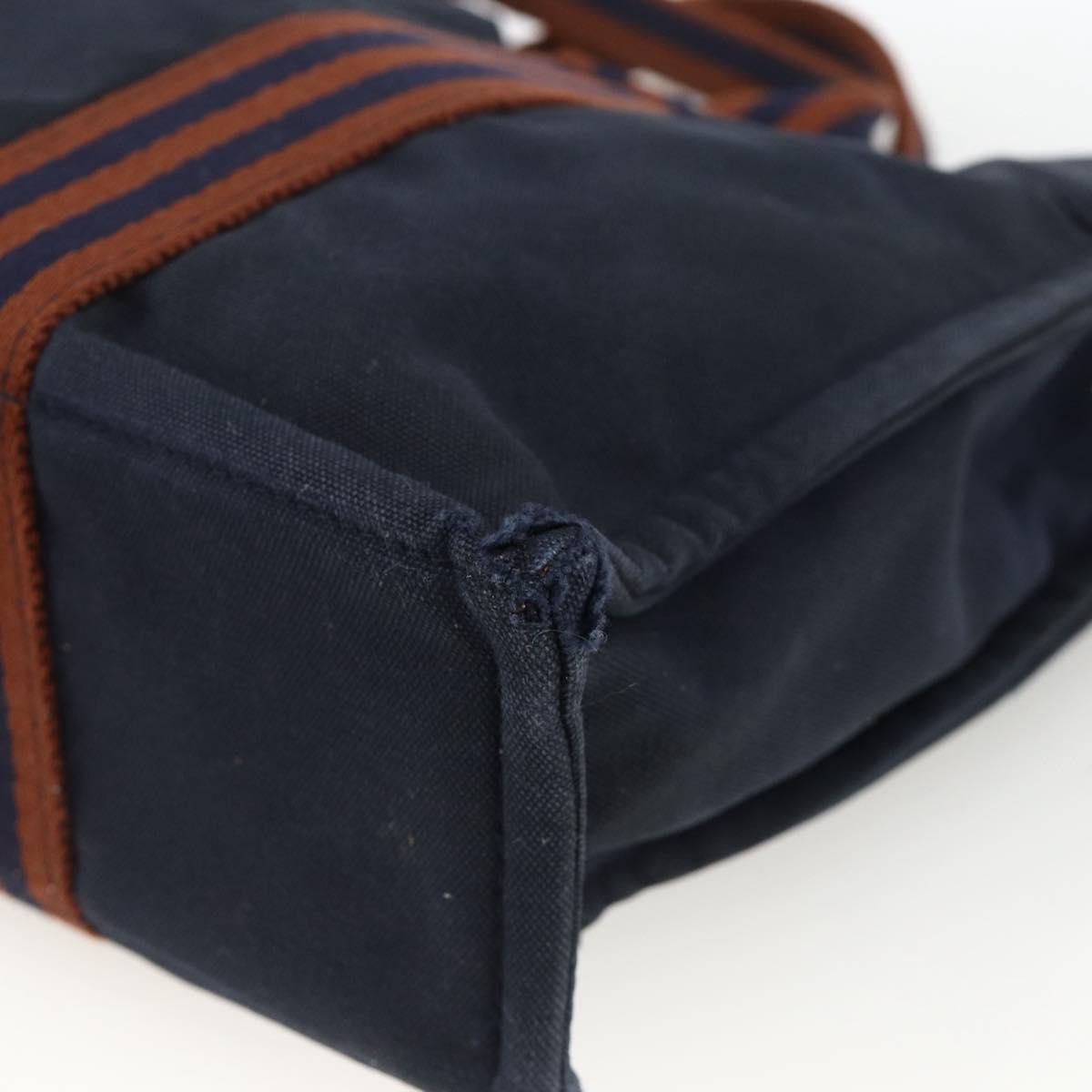HERMES Fourre Tout PM Tote Bag Canvas Navy Silver Auth BA11564