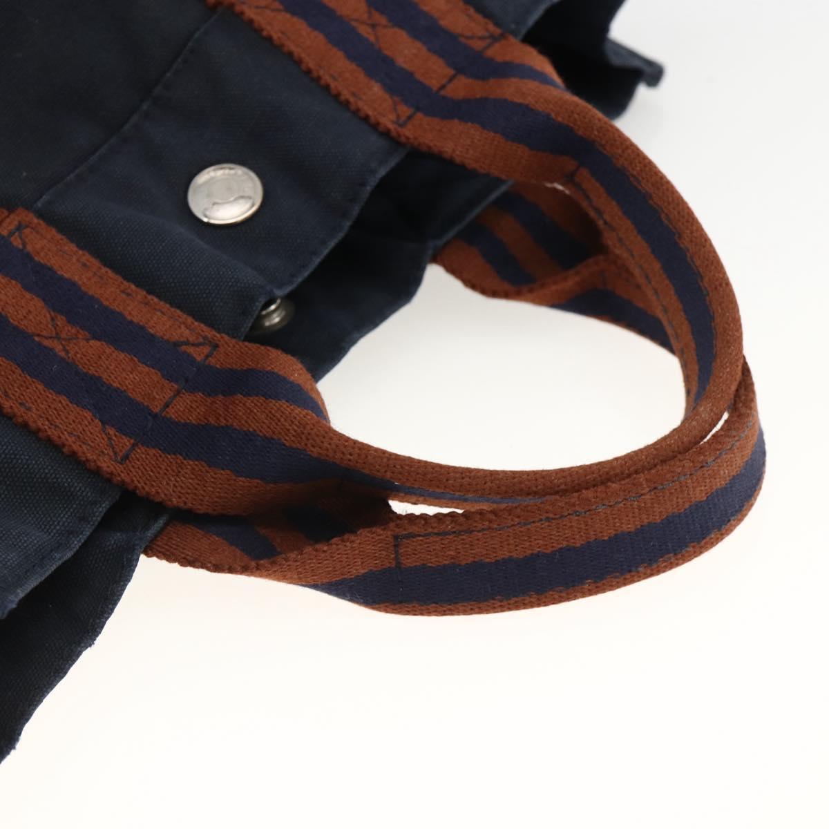 HERMES Fourre Tout PM Tote Bag Canvas Navy Silver Auth BA11564