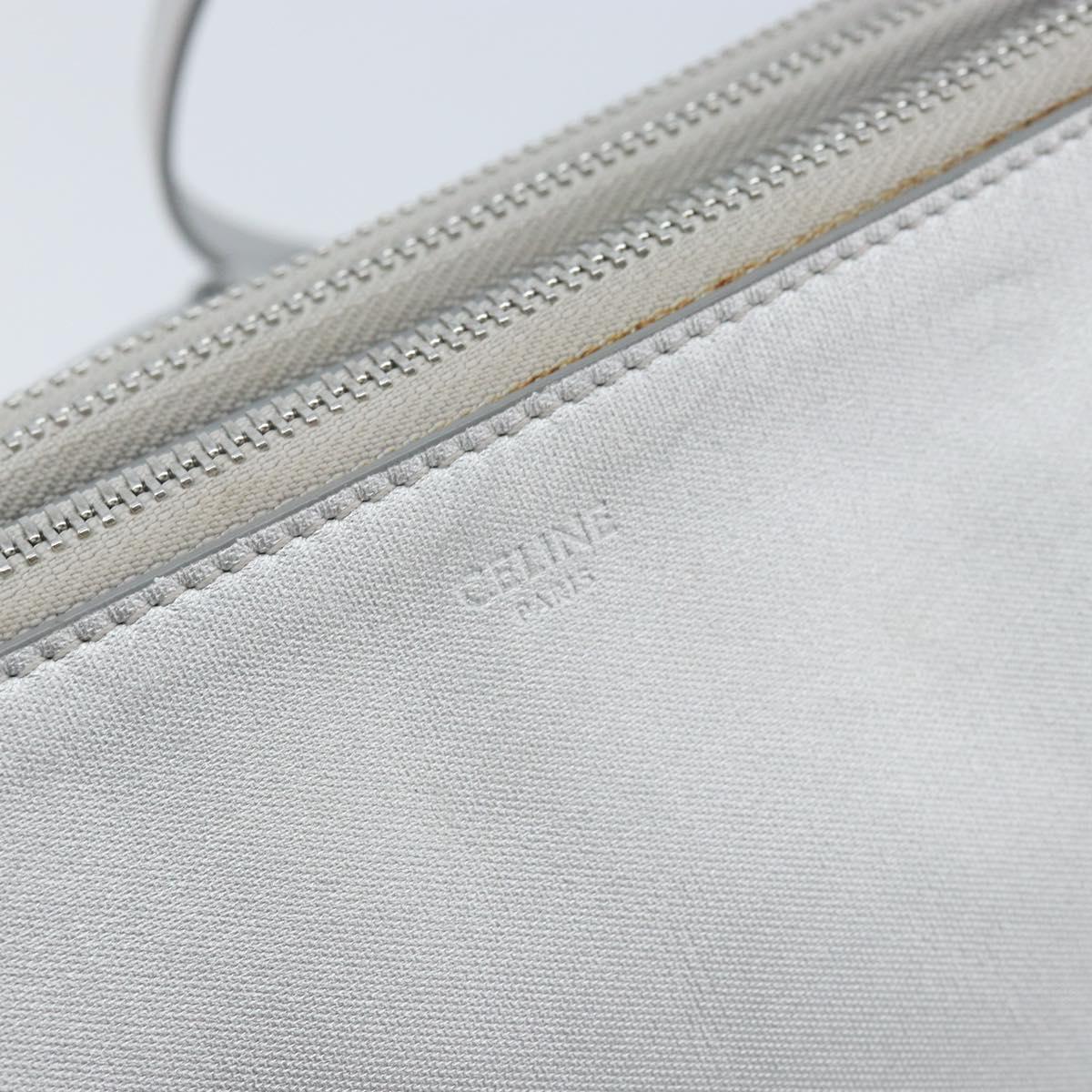 CELINE Shoulder Bag Leather Silver Auth BA11569
