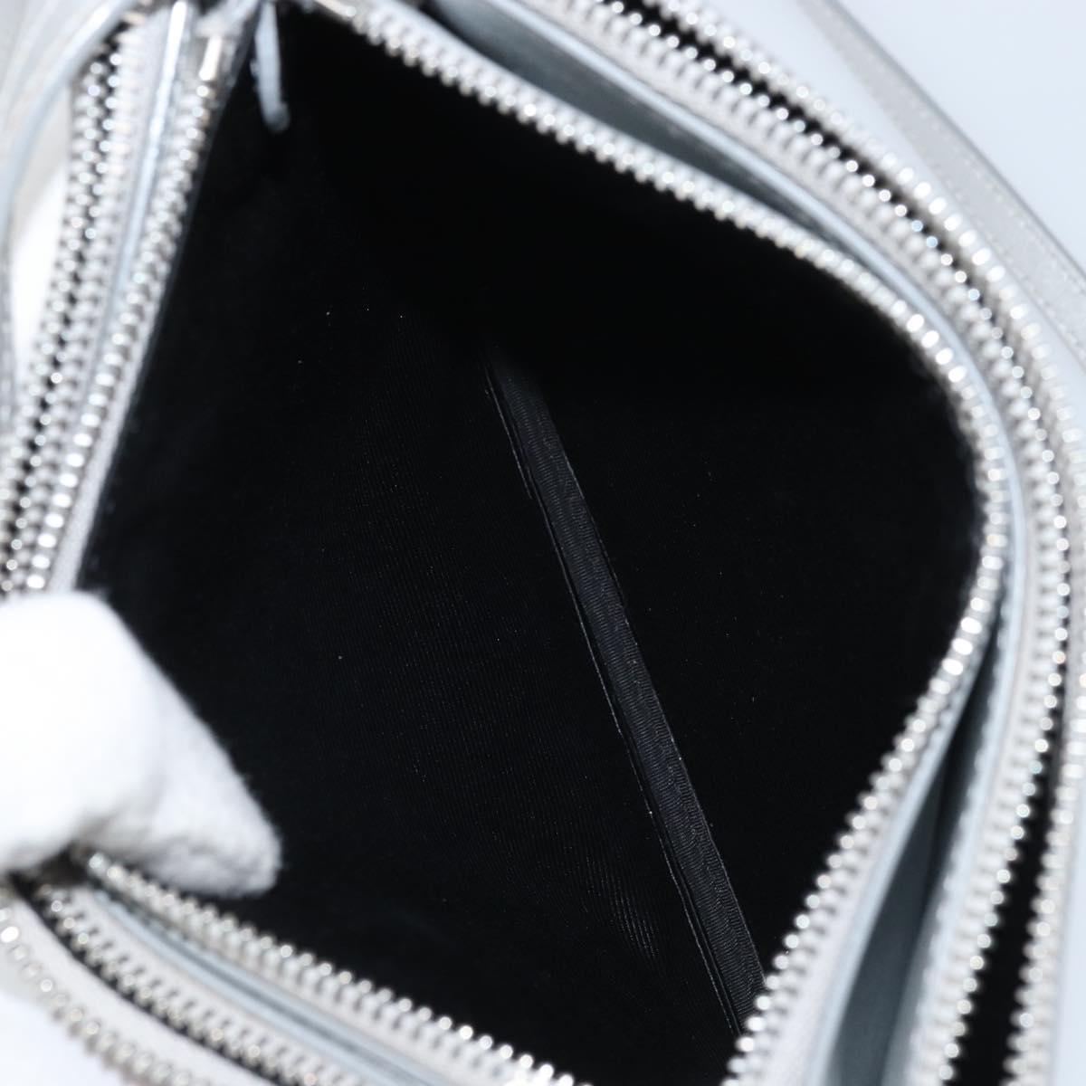 CELINE Shoulder Bag Leather Silver Auth BA11569