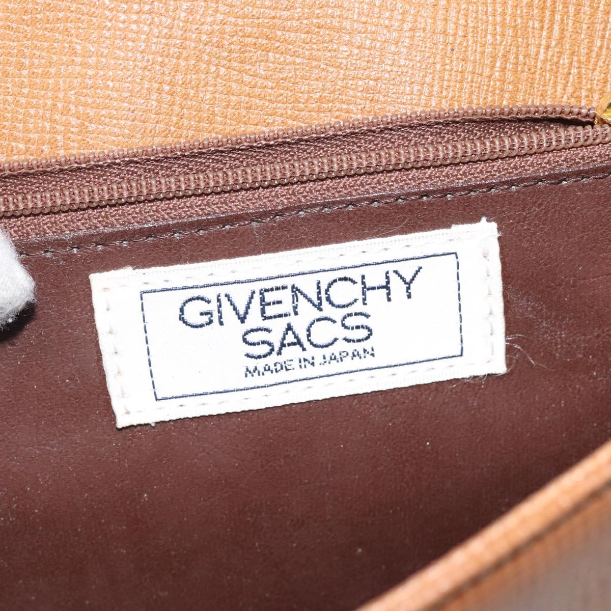 GIVENCHY Shoulder Bag Leather Brown Gold Auth BA1157