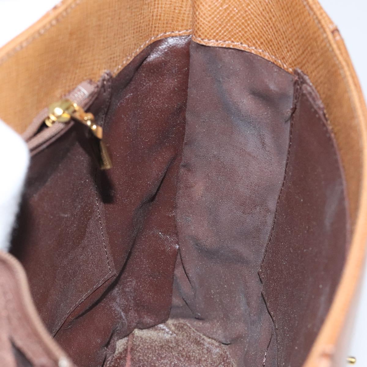 GIVENCHY Shoulder Bag Leather Brown Gold Auth BA1157