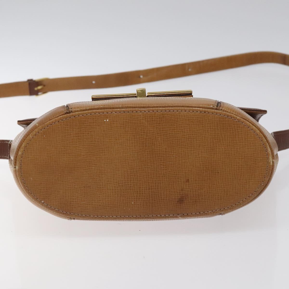 GIVENCHY Shoulder Bag Leather Brown Gold Auth BA1157