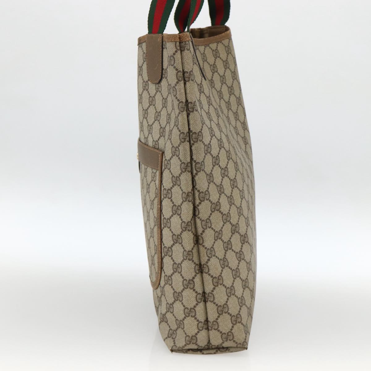 GUCCI GG Supreme Web Sherry Line Tote Bag PVC Beige Red 39 02 0031 Auth BA11570