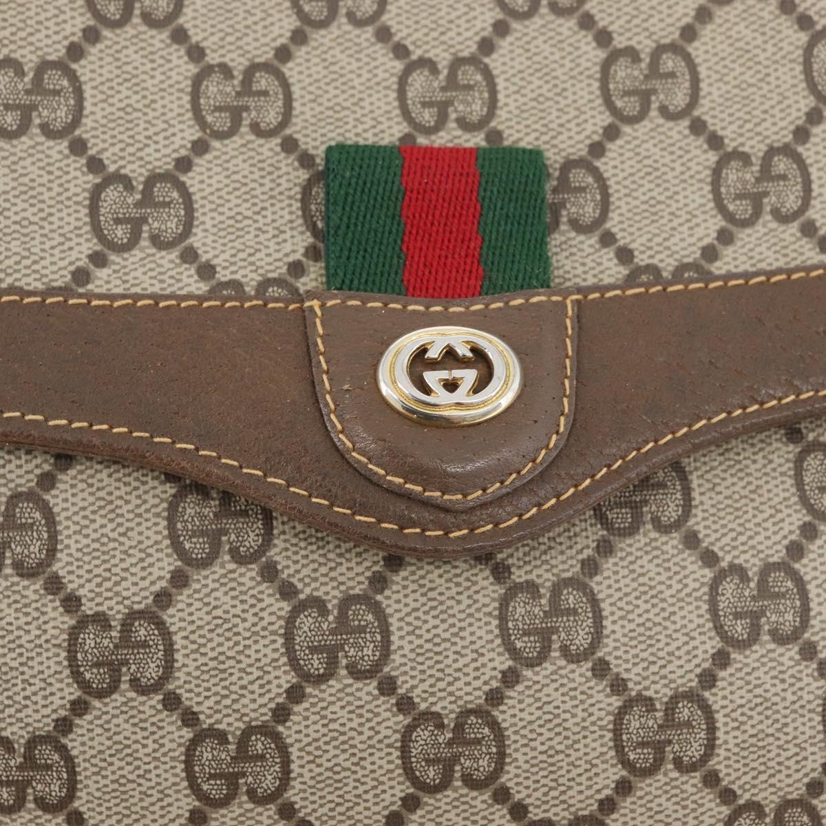 GUCCI GG Supreme Web Sherry Line Bag PVC Beige Gold 904 02 084 Auth BA11571