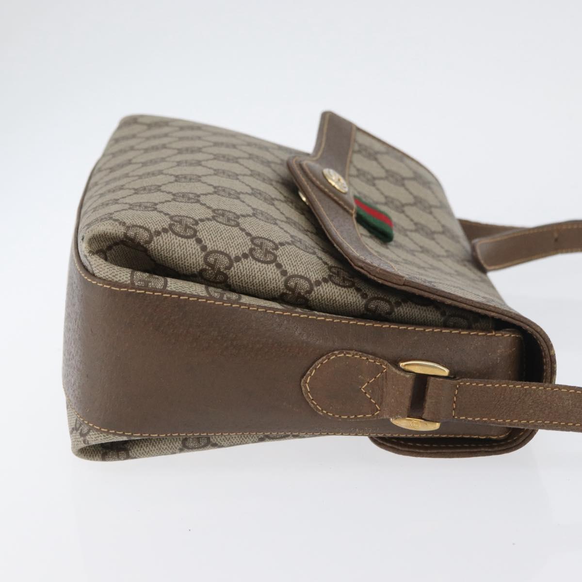 GUCCI GG Supreme Web Sherry Line Bag PVC Beige Gold 904 02 084 Auth BA11571