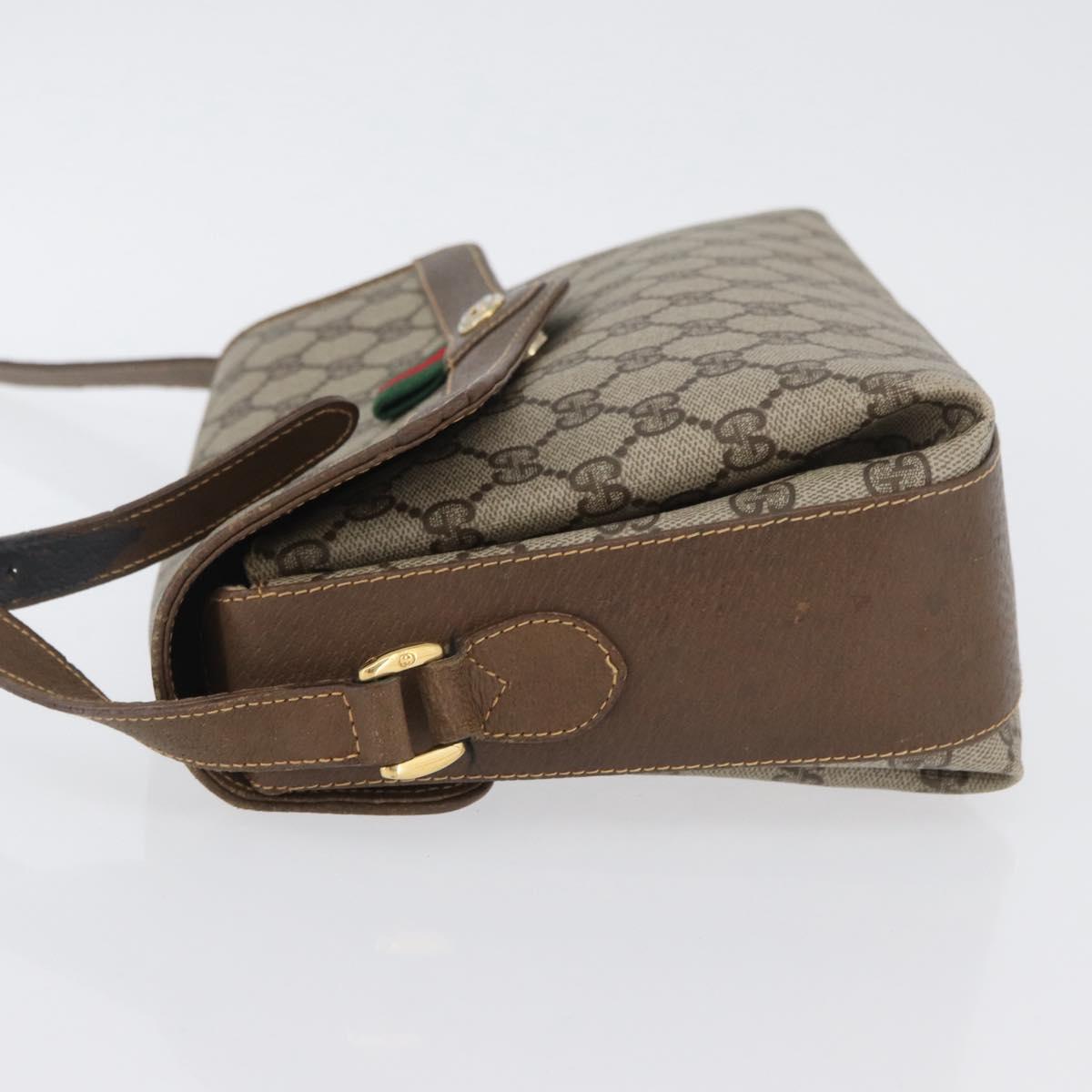 GUCCI GG Supreme Web Sherry Line Bag PVC Beige Gold 904 02 084 Auth BA11571