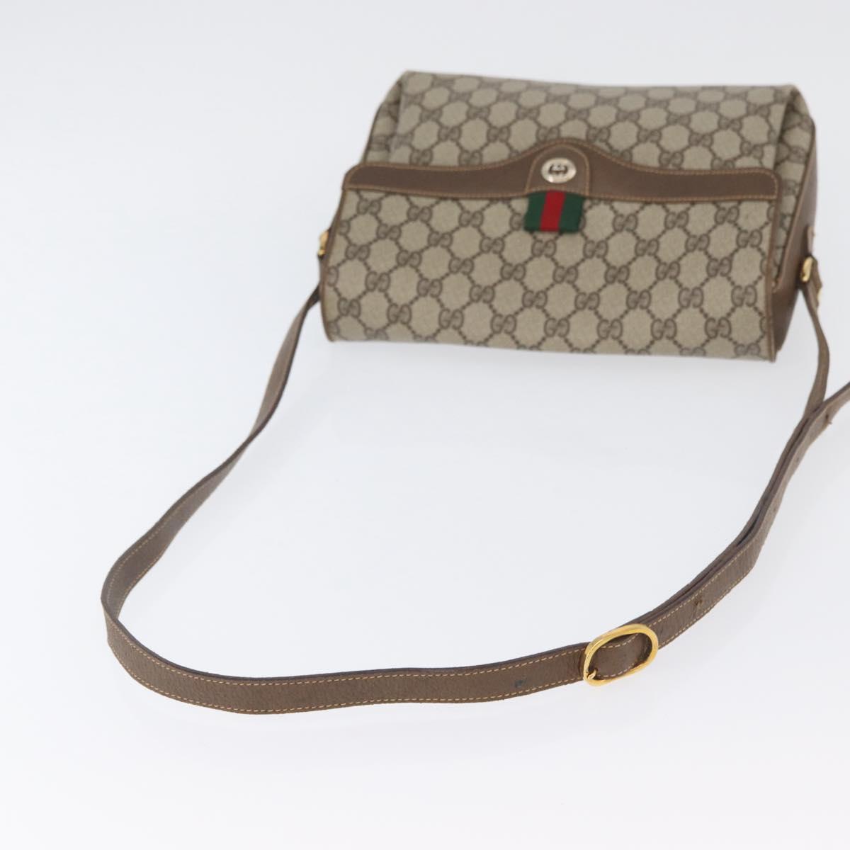 GUCCI GG Supreme Web Sherry Line Bag PVC Beige Gold 904 02 084 Auth BA11571