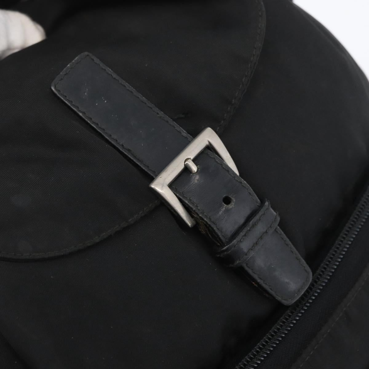 PRADA Backpack Nylon Black Silver Auth BA11574