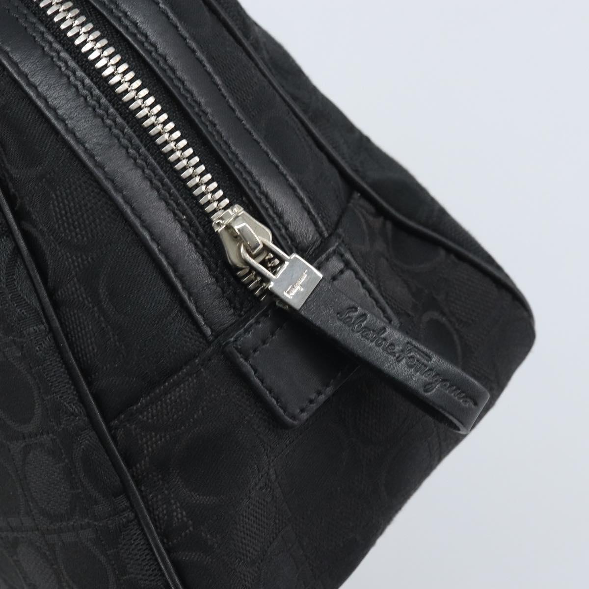 Salvatore Ferragamo Hand Bag Canvas Black Silver Auth BA11576