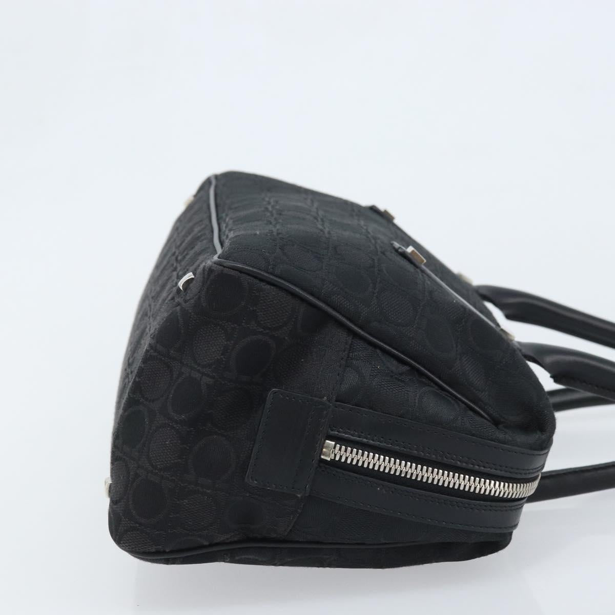 Salvatore Ferragamo Hand Bag Canvas Black Silver Auth BA11576