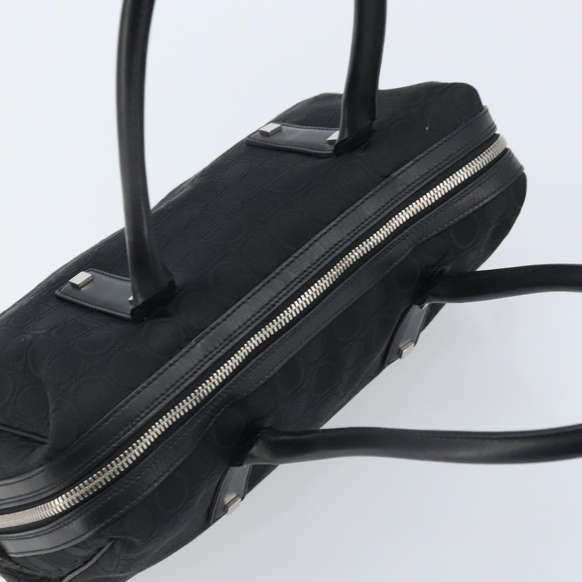 Salvatore Ferragamo Hand Bag Canvas Black Silver Auth BA11576