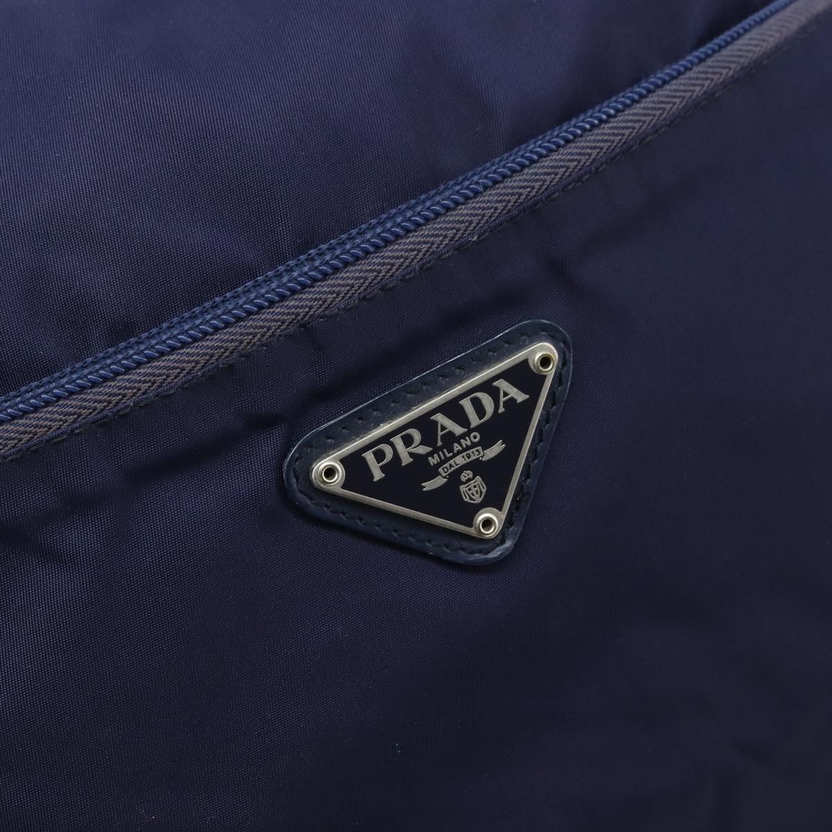 PRADA Shoulder Bag Nylon Navy Silver Auth BA11578