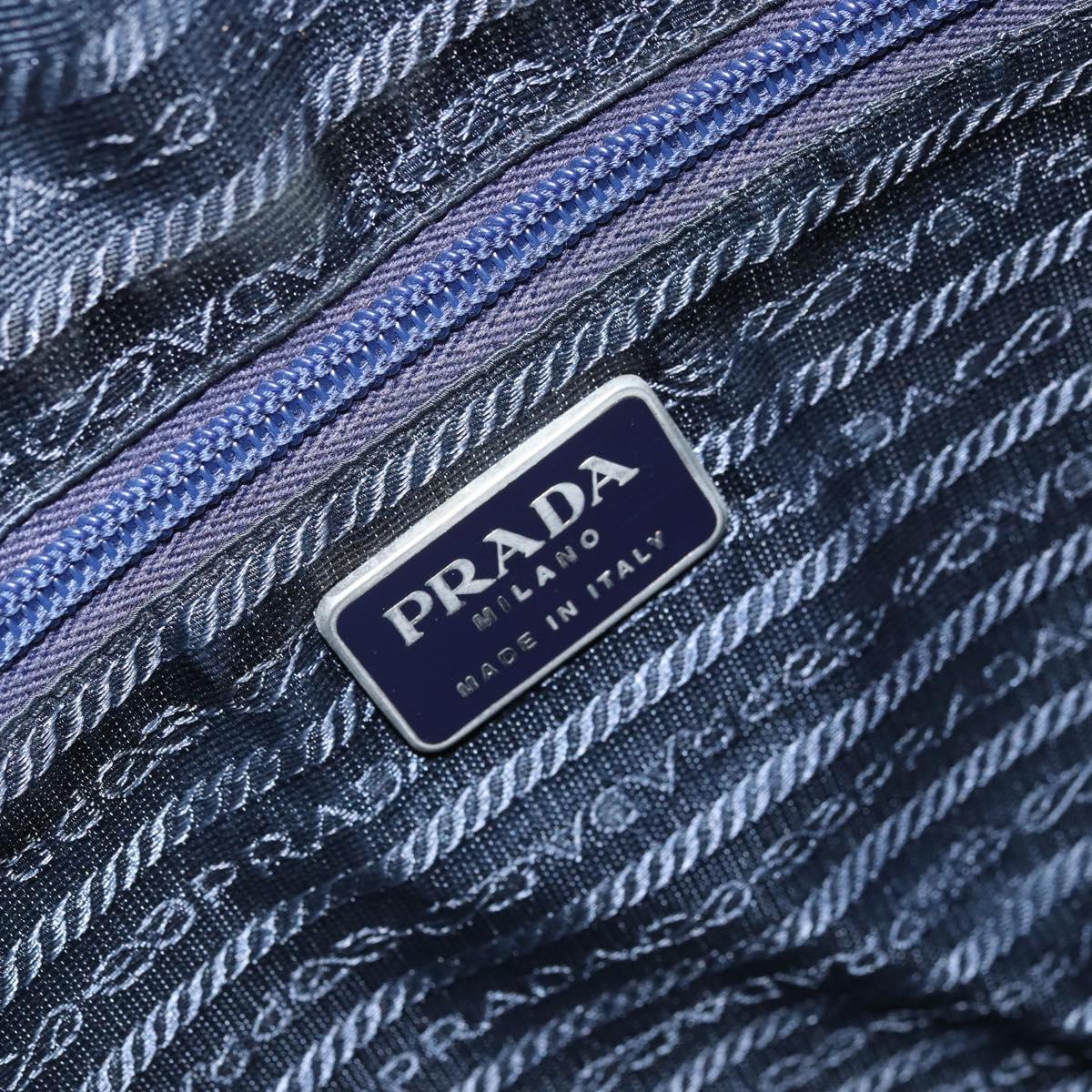 PRADA Shoulder Bag Nylon Navy Silver Auth BA11578