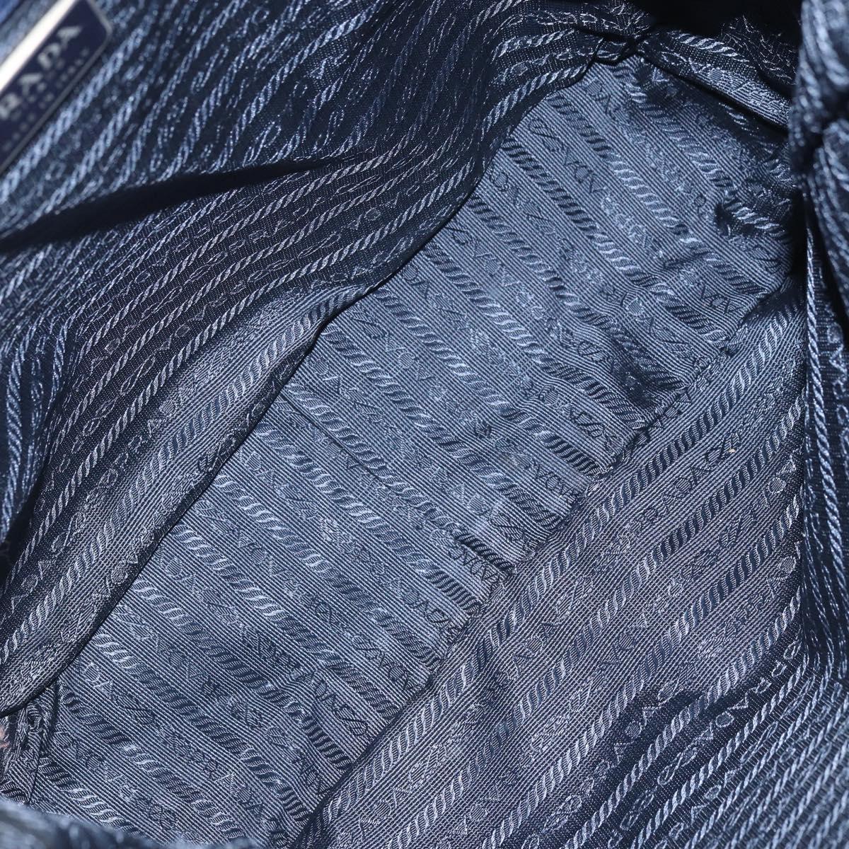 PRADA Shoulder Bag Nylon Navy Silver Auth BA11578