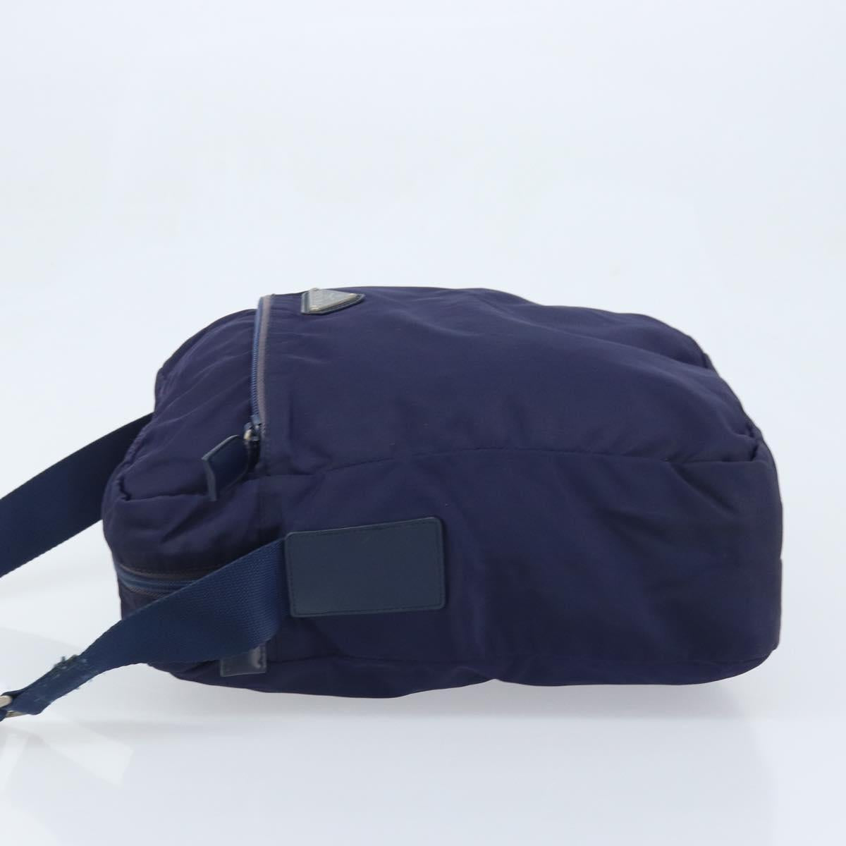 PRADA Shoulder Bag Nylon Navy Silver Auth BA11578