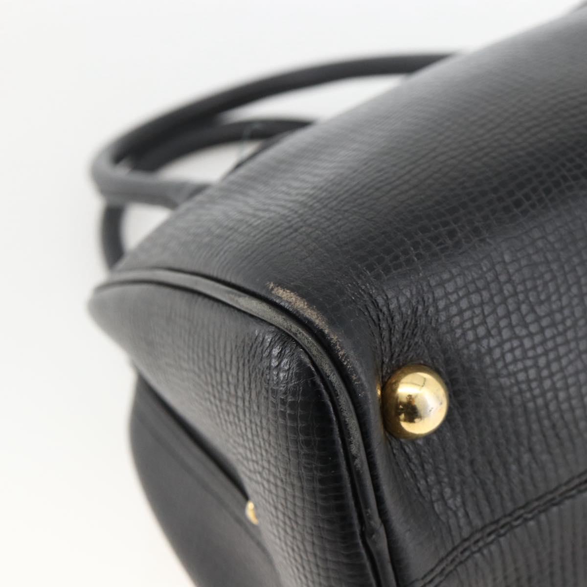 Christian Dior Hand Bag Leather Black Gold Auth BA11579A