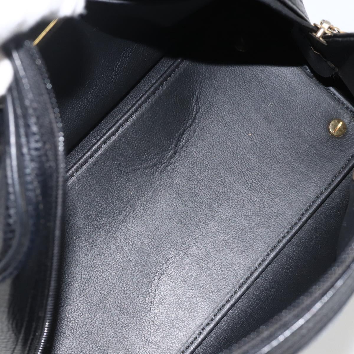 Christian Dior Hand Bag Leather Black Gold Auth BA11579A