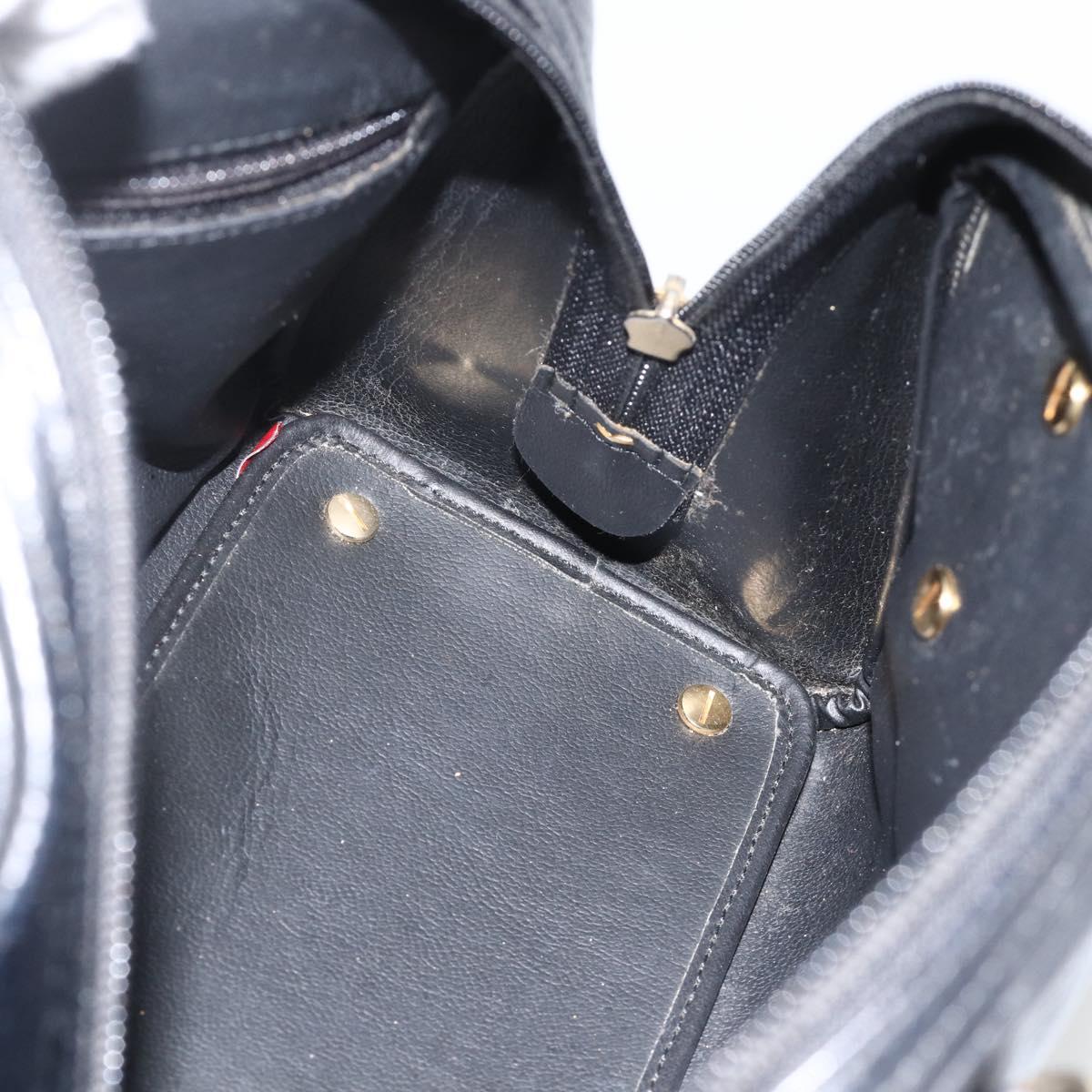 Christian Dior Hand Bag Leather Black Gold Auth BA11579A