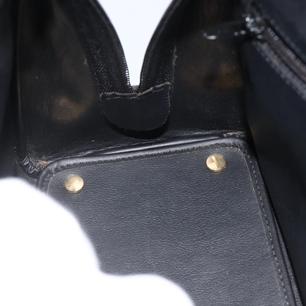 Christian Dior Hand Bag Leather Black Gold Auth BA11579A