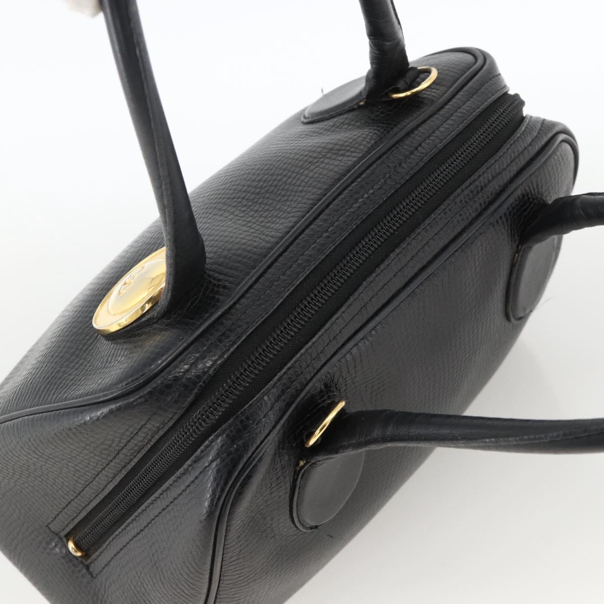 Christian Dior Hand Bag Leather Black Gold Auth BA11579A