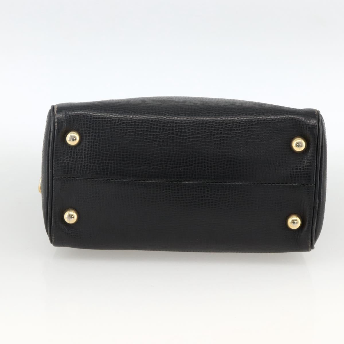 Christian Dior Hand Bag Leather Black Gold Auth BA11579A