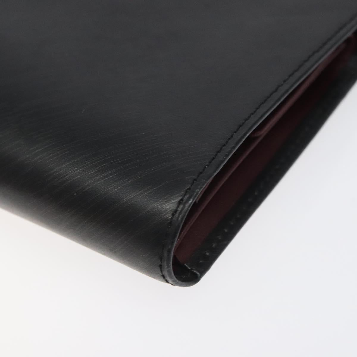 CARTIER Hand Long Wallet Leather Black Auth BA1158