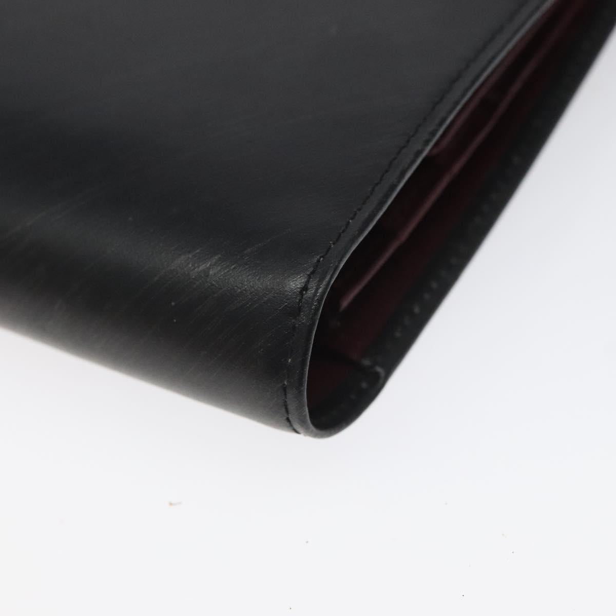 CARTIER Hand Long Wallet Leather Black Auth BA1158