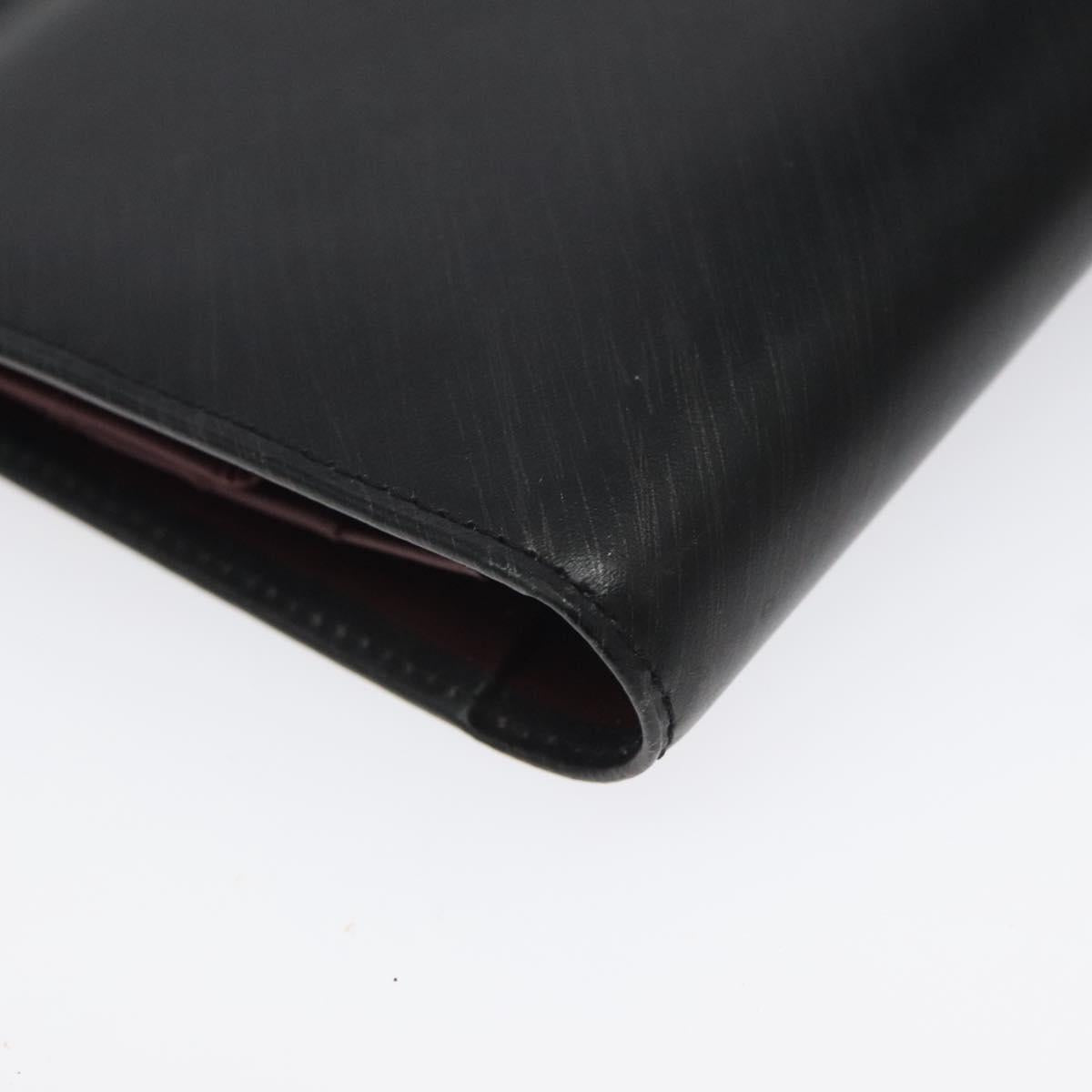 CARTIER Hand Long Wallet Leather Black Auth BA1158