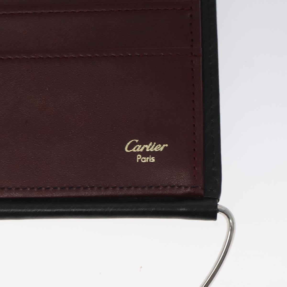 CARTIER Hand Long Wallet Leather Black Auth BA1158