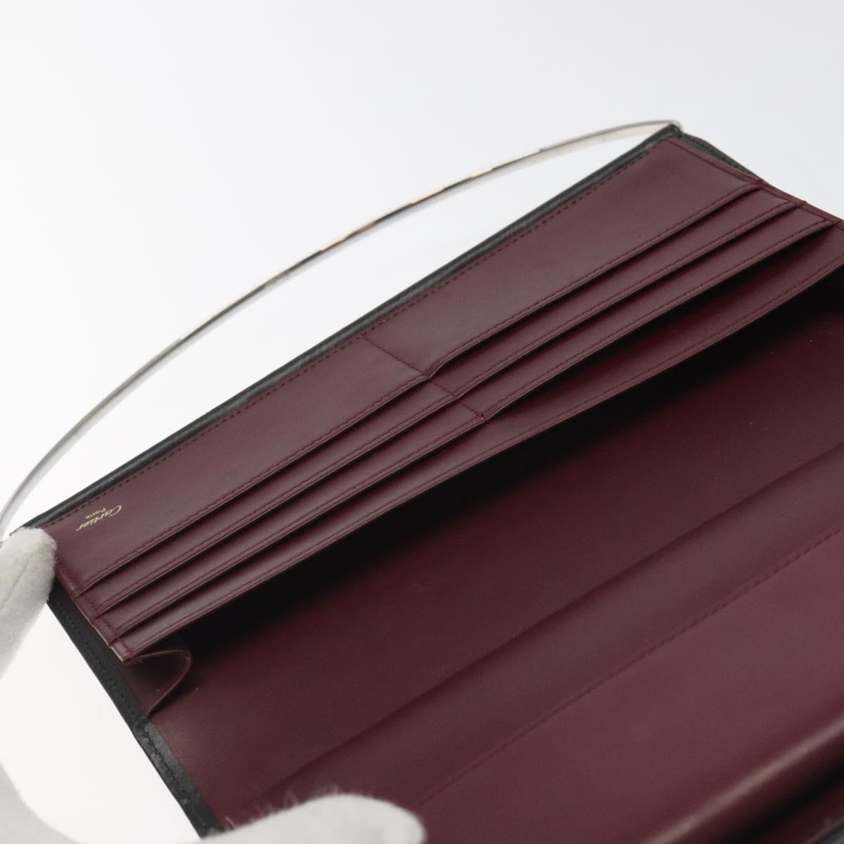 CARTIER Hand Long Wallet Leather Black Auth BA1158