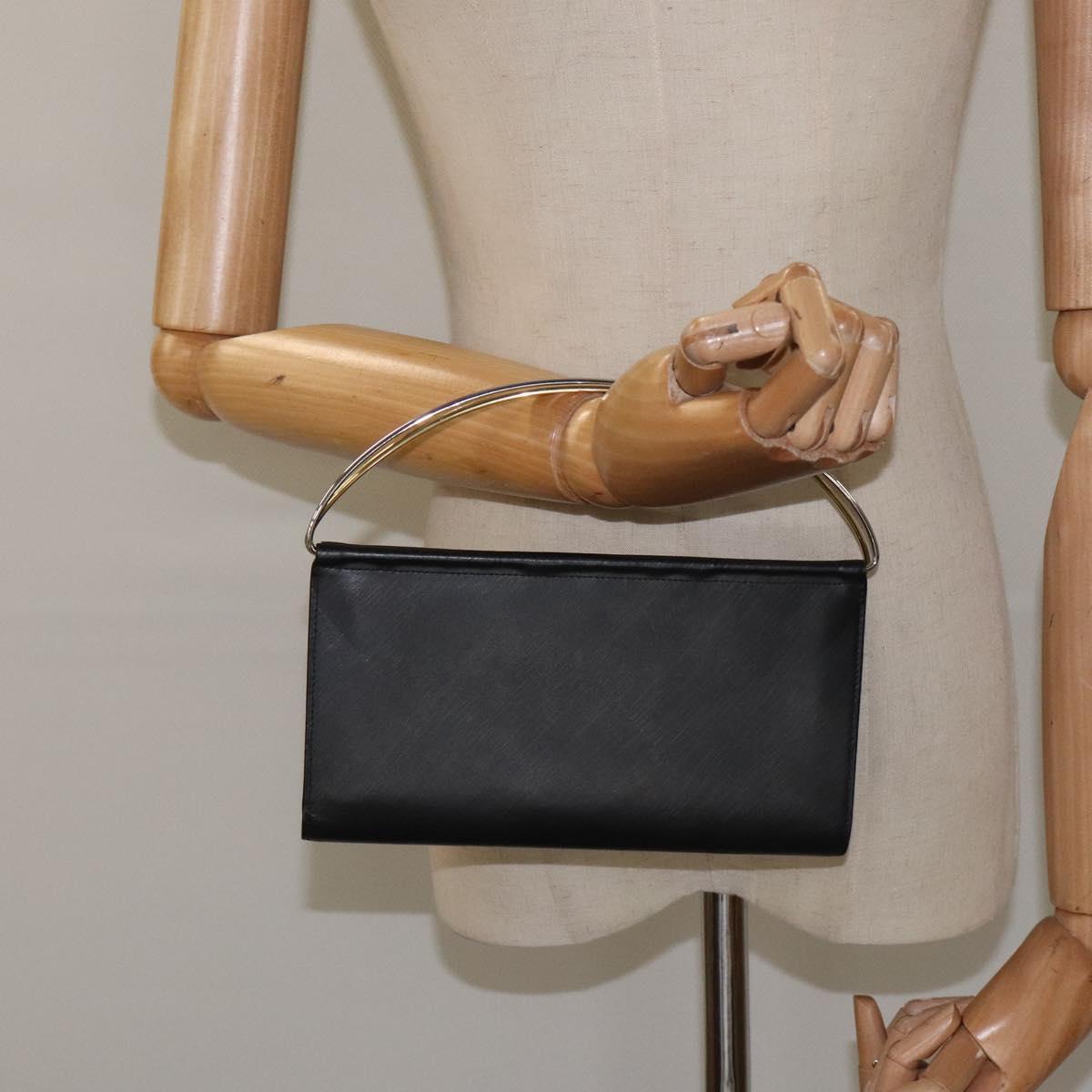 CARTIER Hand Long Wallet Leather Black Auth BA1158