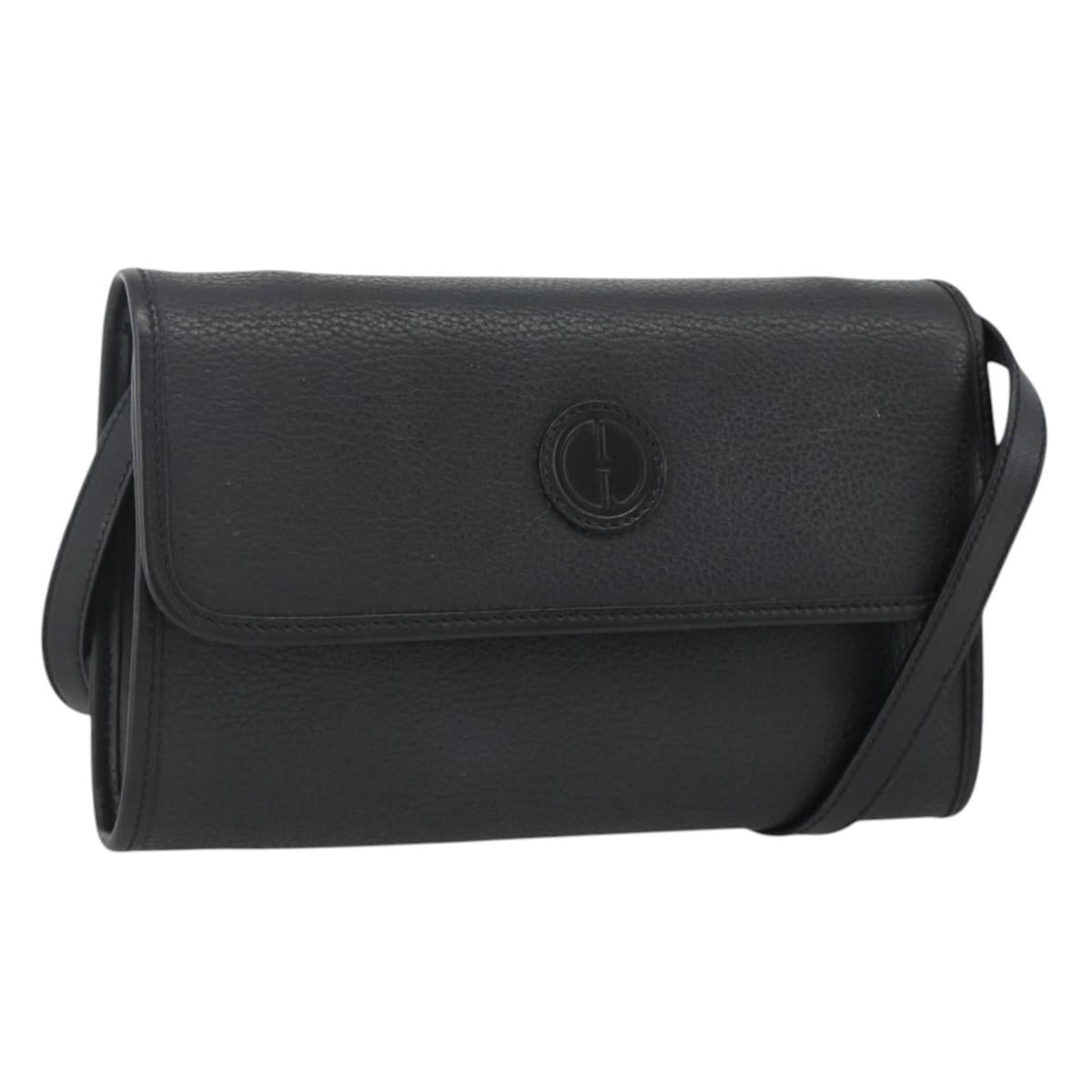 GUCCI Shoulder Bag Leather Black Gold 004 115 3410 Auth BA11580