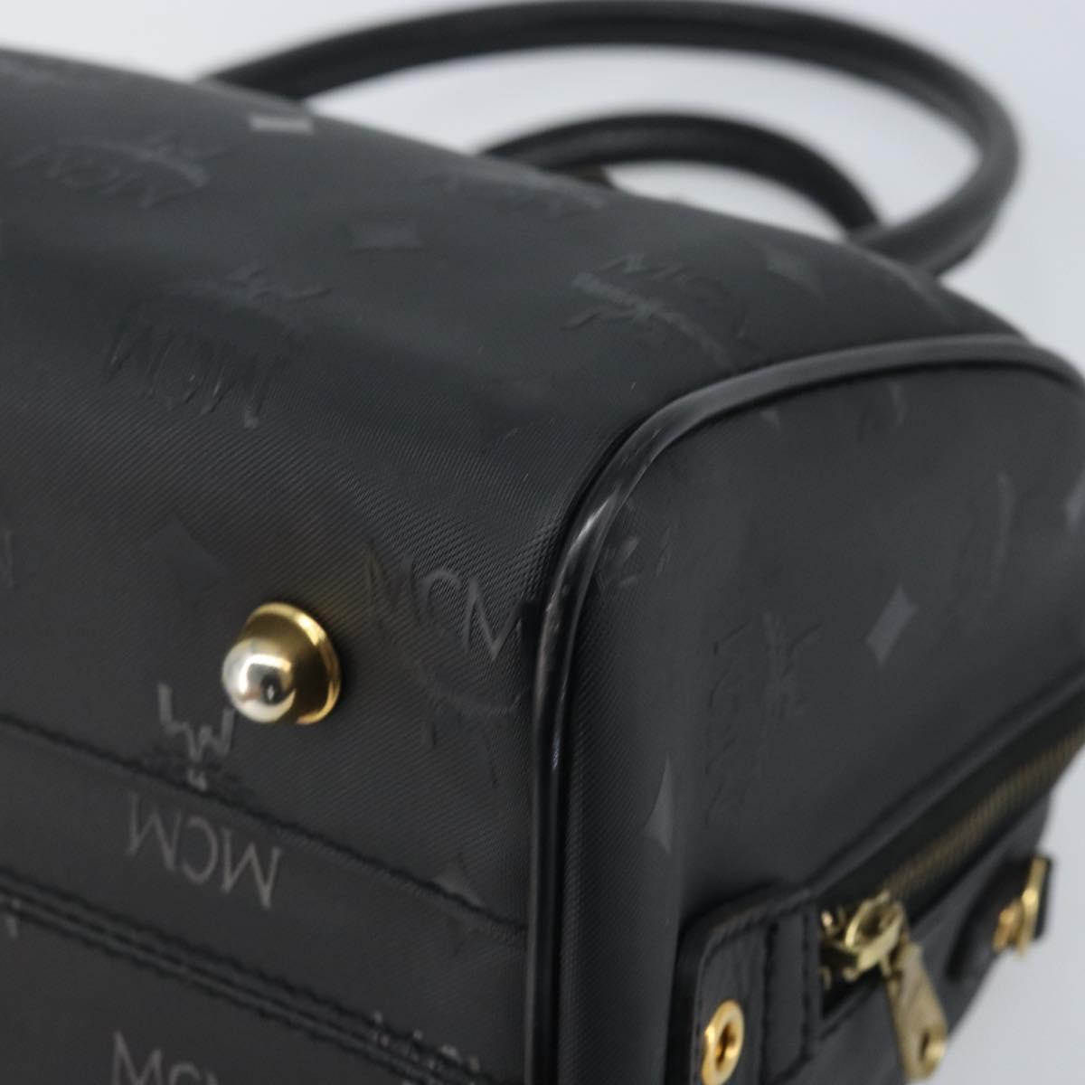 MCM Logogram Vicetos Hand Bag PVC Black Gold Auth BA11589