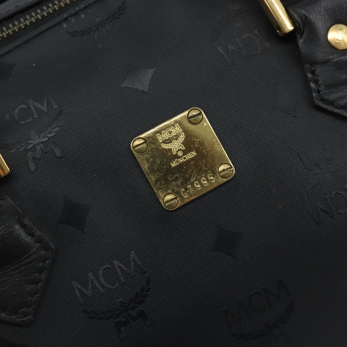 MCM Logogram Vicetos Hand Bag PVC Black Gold Auth BA11589