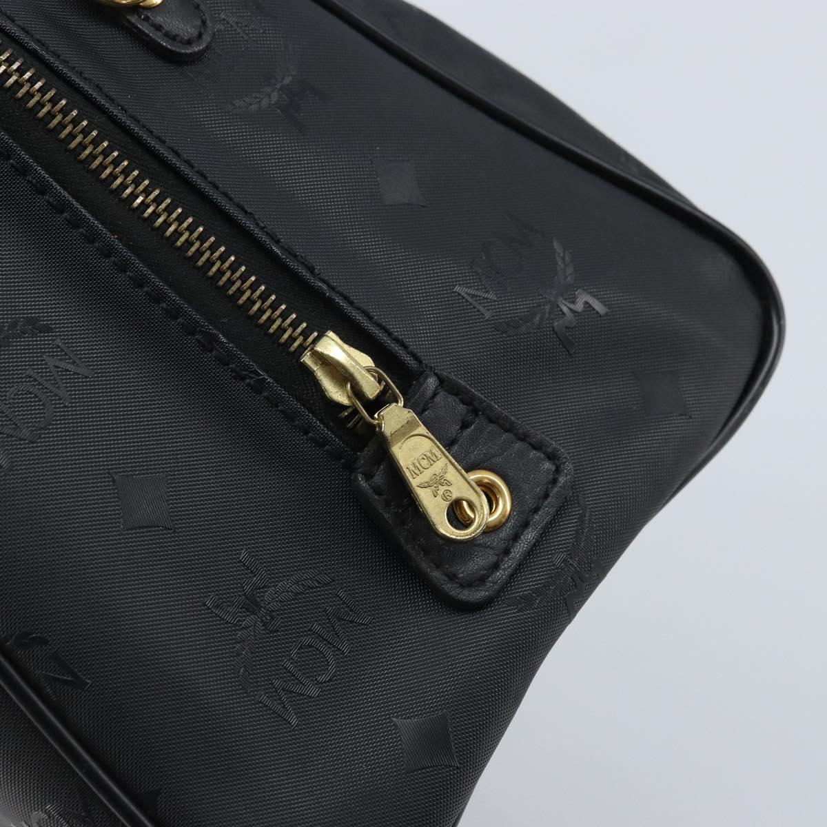MCM Logogram Vicetos Hand Bag PVC Black Gold Auth BA11589