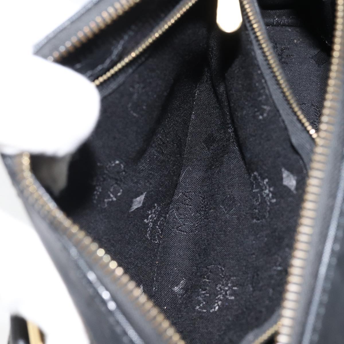 MCM Logogram Vicetos Hand Bag PVC Black Gold Auth BA11589