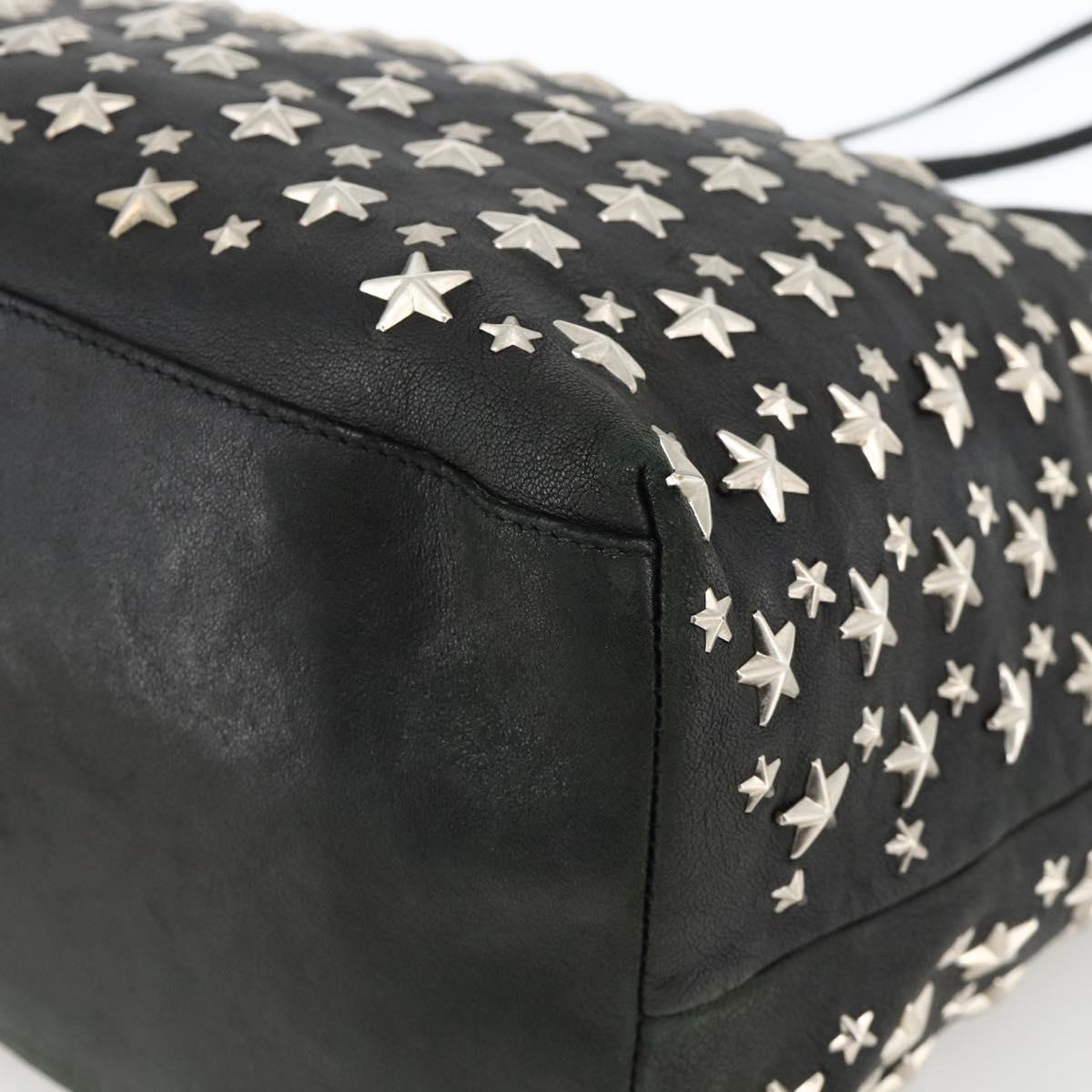 Jimmy Choo Tote Bag Leather Black Silver Auth BA11590