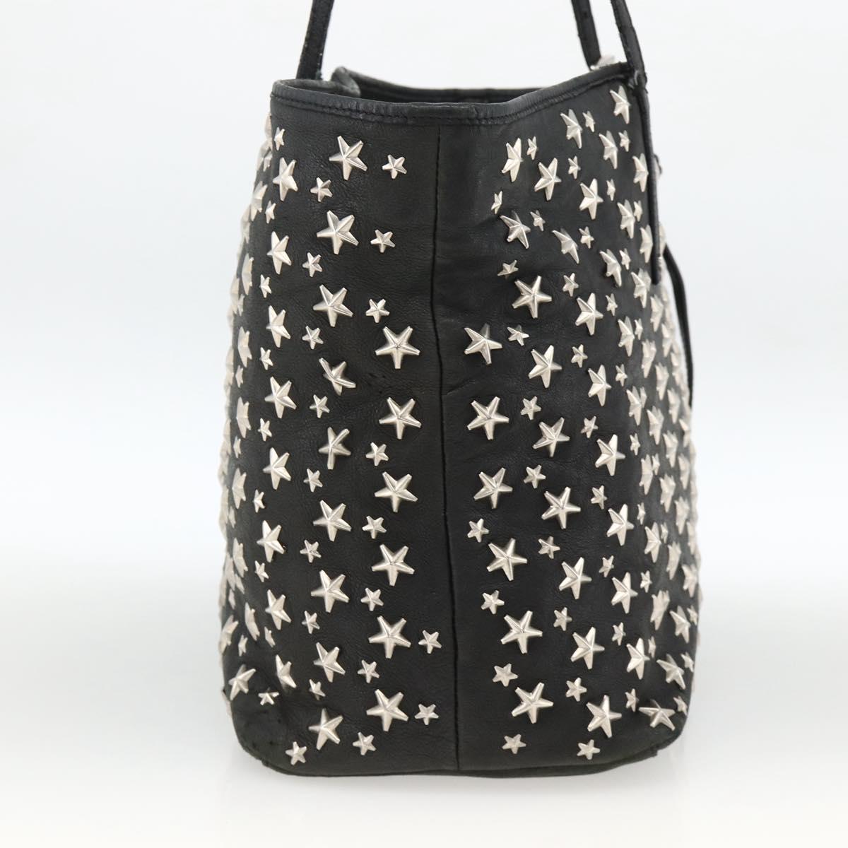 Jimmy Choo Tote Bag Leather Black Silver Auth BA11590
