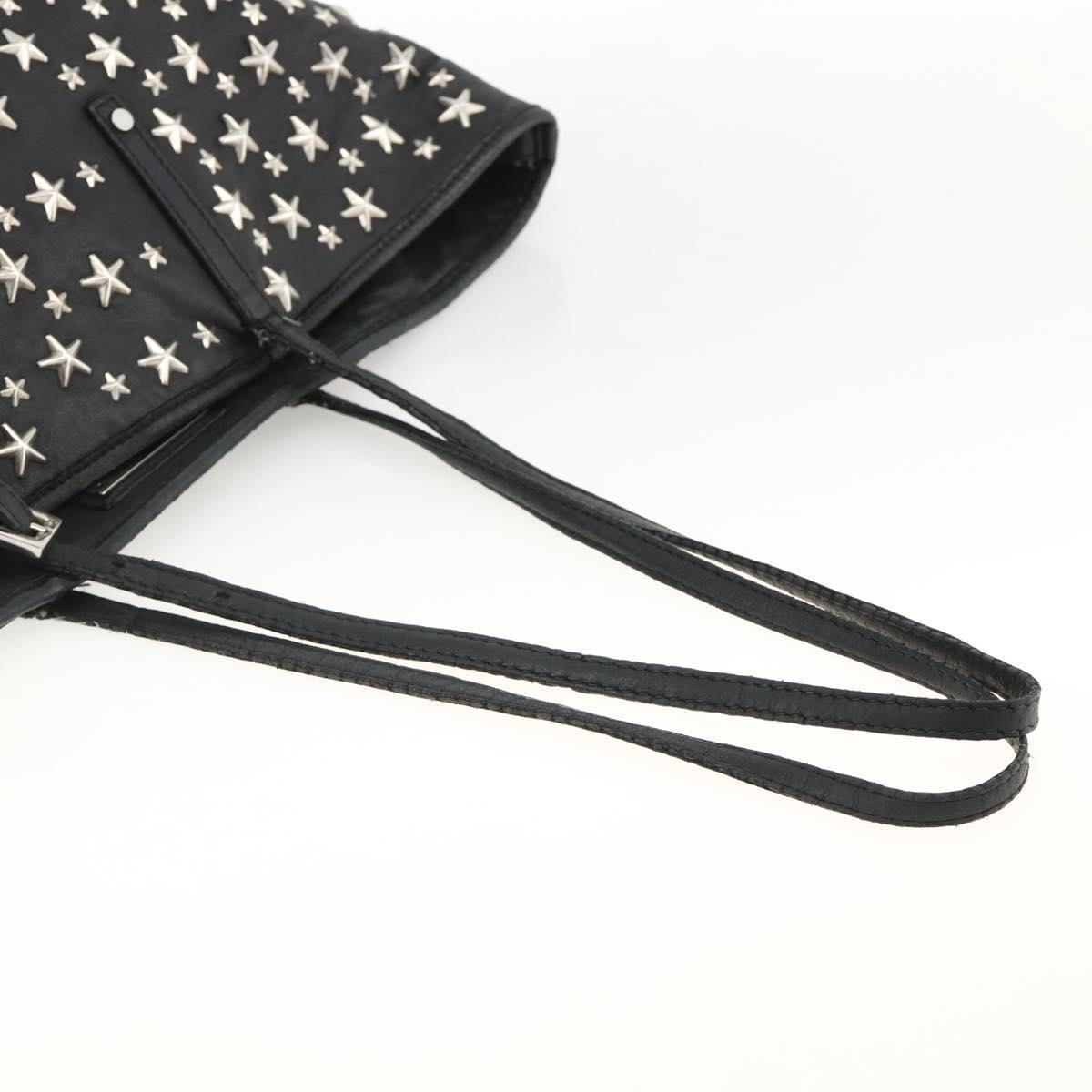 Jimmy Choo Tote Bag Leather Black Silver Auth BA11590