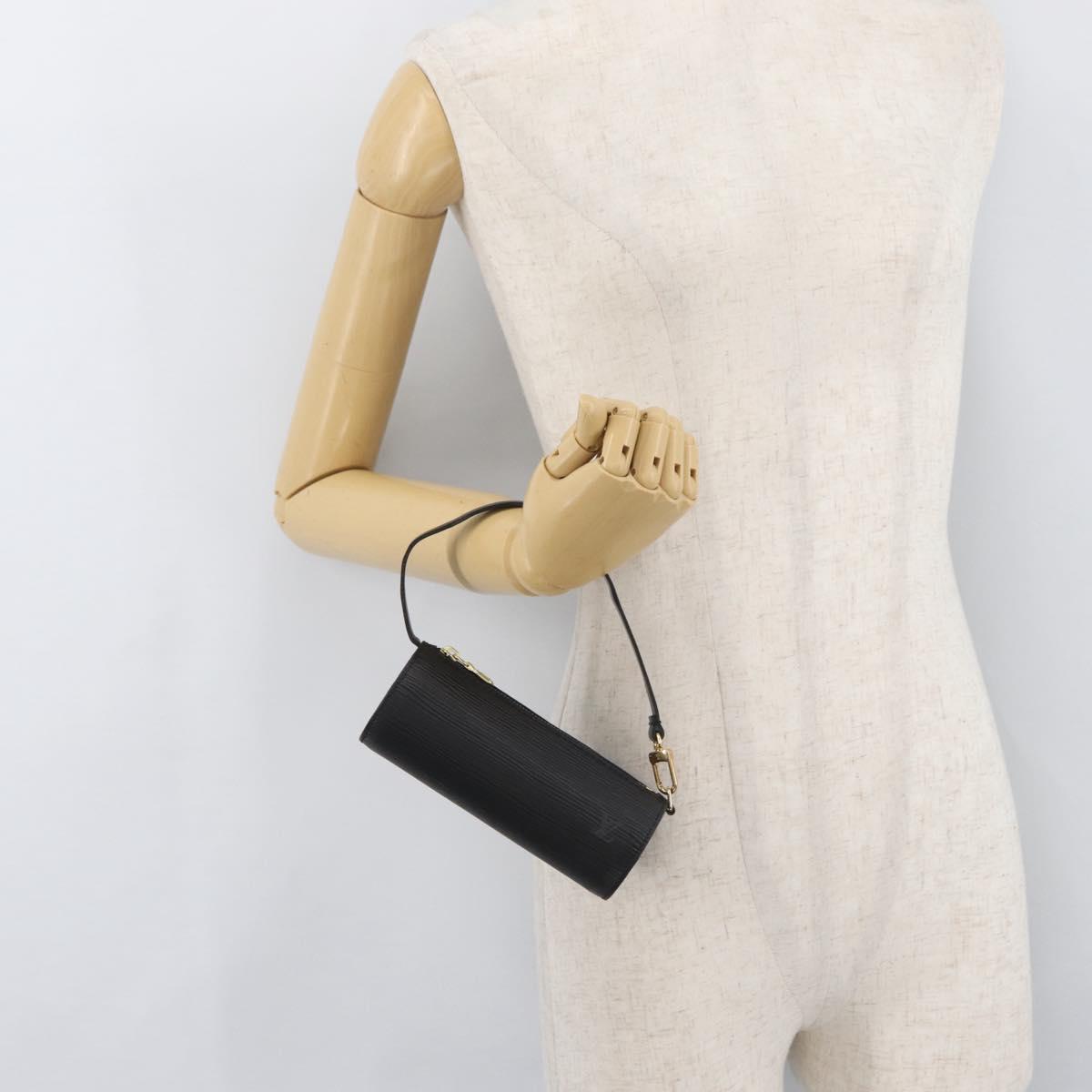 LOUIS VUITTON Epi Soufflot Pouch Pouch Black LV Auth BA11603