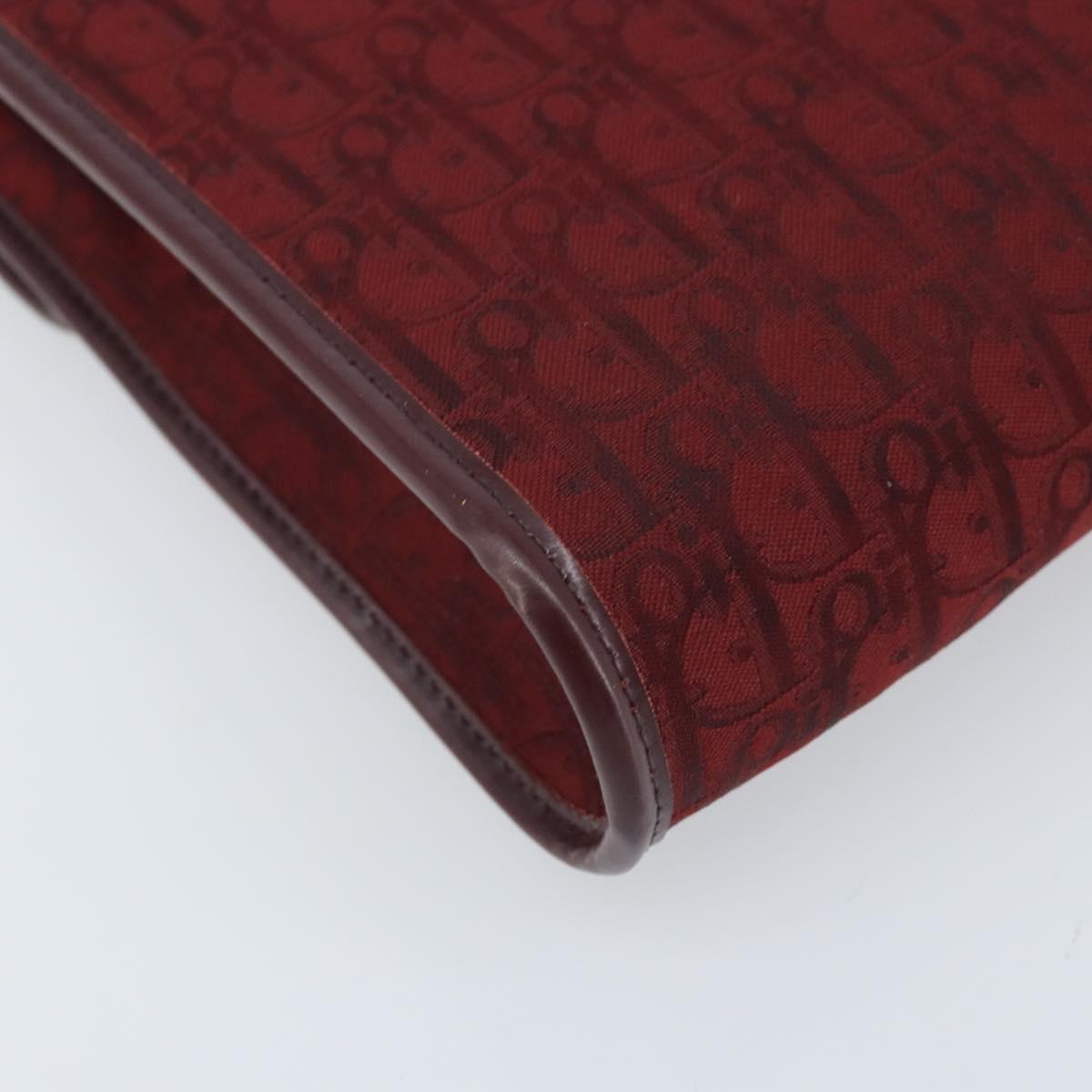 Christian Dior Trotter Canvas Shoulder Bag Red Gold Auth BA11606
